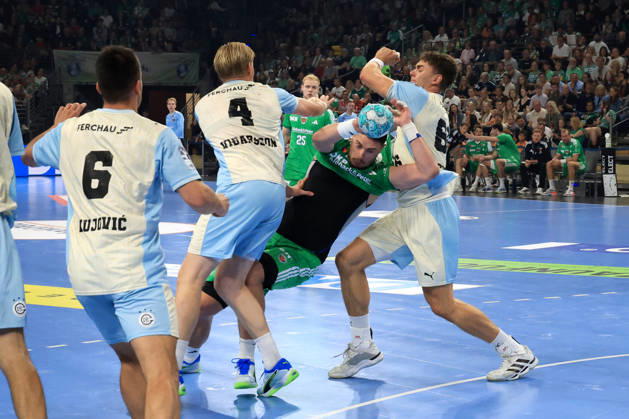 September 13, 2026, GER Germany, Handball, 1st Bundesliga, August 27, 2026, 2026–2027 season, Berlin, Fuechse Berlin vs. Gummersbach Mijajlo Marsenic Fuechse Berlin 93, STEPAN ZEMAN VfL Gummersbach 66, ELLIDI VIDARSSON VfL Gummersbach 4 nordphoto GmbH Engler Berlin Max Schmeling Halle Berlin Germany Copyright: xNordphotox xEnglerx