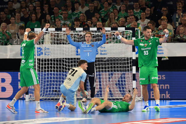 September 13, 2026, GER Germany, Handball, 1st Bundesliga, August 27, 2026, 2026–2027 season, Berlin, Füchse Berlin vs. Gummersbach Max Darj, Füchse Berlin 5; Lasse Ludwig, Füchse Berlin 1; Matthes Langhoff, Fuechse Berlin 25, Mijajlo Marsenic, Fuechse Berlin 93, Kay Smits, VfL Gummersbach 31, nordphoto GmbH, Engler Berlin, Max Schmeling Halle, Berlin, Germany Copyright: xNordphotox xEnglerx