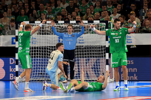September 13, 2026, GER Germany, Handball, 1st Bundesliga, August 27, 2026, 2026–2027 season, Berlin, Füchse Berlin vs. Gummersbach Max Darj, Füchse Berlin 5; Lasse Ludwig, Füchse Berlin 1; Matthes Langhoff, Fuechse Berlin 25, Mijajlo Marsenic, Fuechse Berlin 93, Kay Smits, VfL Gummersbach 31, nordphoto GmbH, Engler Berlin, Max Schmeling Halle, Berlin, Germany Copyright: xNordphotox xEnglerx