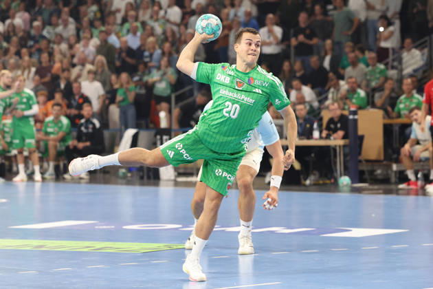 September 13, 2026, xBHAx, Handball, Opel HBL, 2026–2027 season, 1st HBL, Füchse Berlin vs. VfL Gummersbach, Max Schmeling Halle, Tim Freihöfer, Füchse Berlin 20 on a 7-meter throw, Berlin, Germany