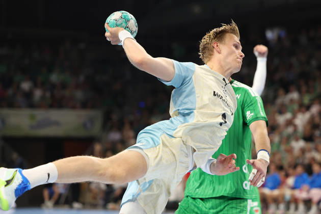 September 13, 2026, xBHAx, Handball, Opel HBL, 2026–2027 season, 1st HBL, Füchse Berlin vs. VfL Gummersbach, Max Schmeling Halle, Ellidi Snaer Vidarsson, VfL Gummersbach, No. 4 on offense, Berlin, German