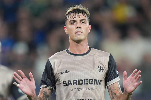 Cagliari s Daniel Maldini celebrates after scoring 1-2 during the Serie A soccer match between Atalanta and Cagliari at New Balance Arena in Bergamo , Italy - September 12, 2026. - Soccer  Copyright: xSpada LaPressex