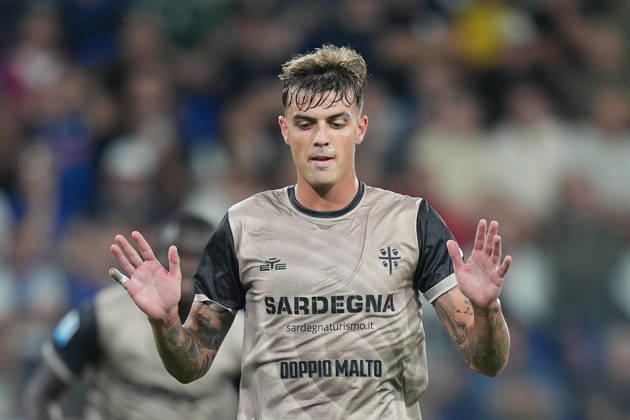 Cagliari s Daniel Maldini celebrates after scoring 1-2 during the Serie A soccer match between Atalanta and Cagliari at New Balance Arena in Bergamo , Italy - September 12, 2026. - Soccer  Copyright: xSpada LaPressex