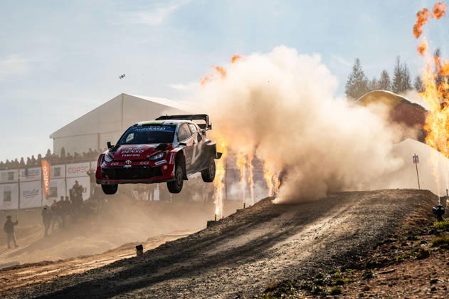 IPA88531841 - Driver Elfyn Evans and co-driver Scott Martin of the Toyota Gazoo Racing WRT team, driving a Toyota GR Yaris Rally1, are in 4th place on the fourth day of the FIA World Rally Championship WRC, Motorsport Rallye, WM Rally Chile Biobío 2026 on September 13 in Concepción, Chile.  Copyright: xLucaxBarsali IPAxSportx xx IPA88531841