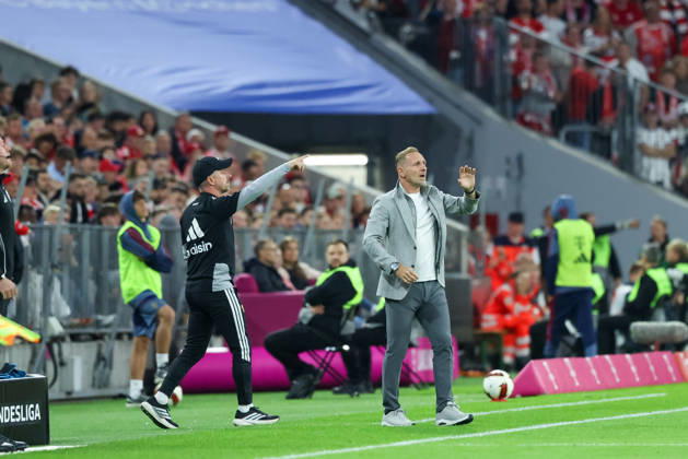 Mauro Lustrinelli of 1. FC Union Berlin, head coach, gesturing, with Sebastian Boenig of 1. FC Union Berlin, assistant coach, GER, FC Bayern Munich vs. 1. FC Union Berlin, soccer, Bundesliga, Matchday 4, 2026–2027 season, September 18, 2026, DFL and DFB regulations prohibit any use of photographs as image sequences and or quasi-video, GER, FC Bayern Munich vs. 1 FC Union Berlin, soccer, Bundesliga, Matchday 4, 2026–2027 season, September 18, 2026, Munich Copyright: xEibner-Pressefoto JennixMaulx EP_JML