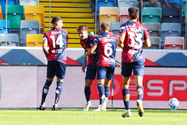 Cagliari s daniel maldini celebrates after scoring the 0-1 goal for his team during the Serie A soccer match between Udinese and Cagliari at the Friuli Stadium in Udine, north east Italy - September 19, 2026. - Soccer  Copyright: xAndreaxBressanutti LaPressex