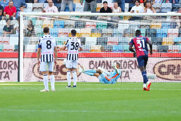 Cagliari s daniel maldini celebrates after scoring the 0-1 goal for his team during the Serie A soccer match between Udinese and Cagliari at the Friuli Stadium in Udine, north east Italy - September 19, 2026. - Soccer  Copyright: xAndreaxBressanutti LaPressex