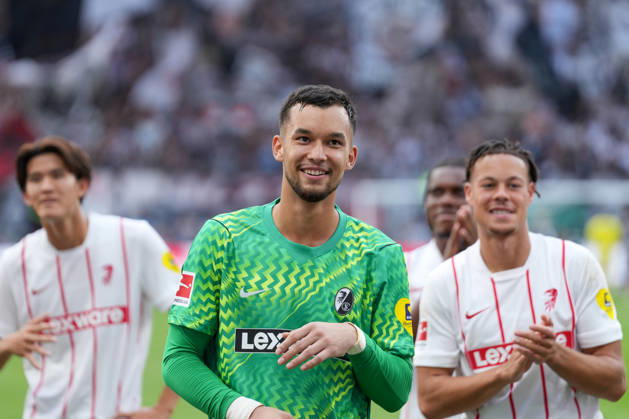 Mio Backhaus, SC Freiburg, 01, Germany, Soccer, Bundesliga 1, Matchday 4, 2026–2027, Eintracht Frankfurt vs. SC Freiburg, September 19, 2026, Deutsche Bank Park, Frankfurt, Frankfurt, Deutsche Bank Park, Hesse, Germany Copyright: xArnexAmbergx