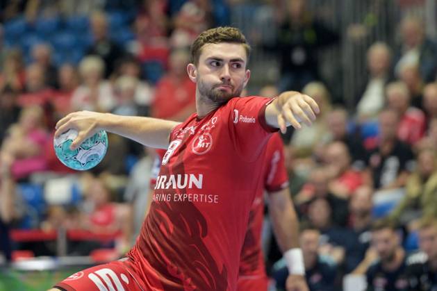 Florian Drosten of MT Melsungen 18 taking a shot, GER, MT Melsungen Rhein Neckar Loewen, handball, DHB Cup, 2nd round, 2026–2027 season, September 22, 2026, GER, MT Melsungen Rhein Neckar Löwen, Handball, DHB Cup, Round 2, 2026–2027 season, September 22, 2026, Kassel Copyright: xEibner-Pressefotox xRolandxSippelx EP_RSL