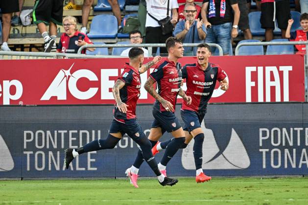 IPA88904959 - Daniel Maldini of Cagliari Calcio, Exultation, Joy, Celebration after scoring a goal, during the Cagliari Calcio vs. US Lecce Italian Serie A soccer match in Cagliari, Italy, September 7, 2026  Copyright: xLuigixCanu IPAxSportx xx IPA88904959