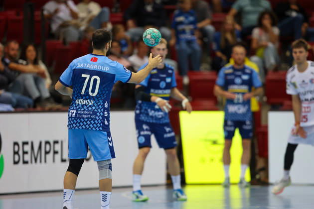 Mohamed Darmoul (TVB Stuttgart, 70) makes a pass. GER, TVB Stuttgart vs. HC Erlangen, Handball, DHB Cup, Matchday 2, 2026–2027 season, September 24, 2026, GER, TVB Stuttgart vs. HC Erlangen, Handball, DHB Cup, Matchday 2, 2026–2027 season, September 24, 2026, Stuttgart Copyright: xEibner-Pressefoto SoerenxHerwegx EP_SHG