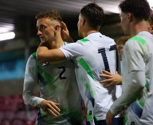 2027 UEFA Under 21 European Qualifier, Munster FA Turner s Cross, Cork 29 9 2026 Republic of Ireland U21, U 21 vs Kazakhstan U21 Ireland s Sam Curtis celebrates with team mates after he scores his sides 3rd goal of the match Sam Curtis celebrates with team mates after he scores his sides 3rd goal of the match 29 9 2026 Copyright: xx R1594493