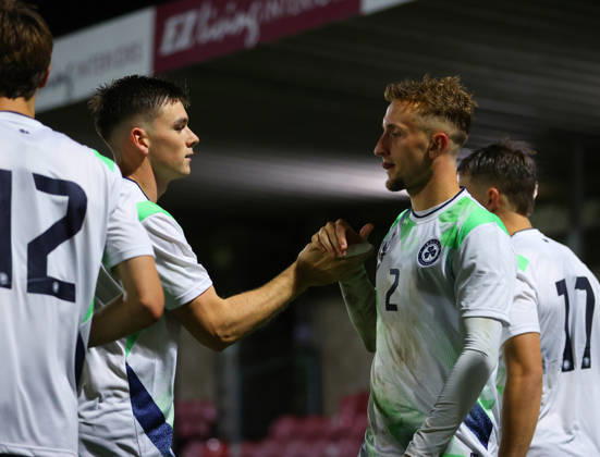 2027 UEFA Under 21 European Qualifier, Munster FA Turner s Cross, Cork 29 9 2026 Republic of Ireland U21, U 21 vs Kazakhstan U21 Ireland s Sam Curtis celebrates with team mates after he scores his sides 3rd goal of the match Sam Curtis celebrates with team mates after he scores his sides 3rd goal of the match 29 9 2026 Copyright: xx R1594508
