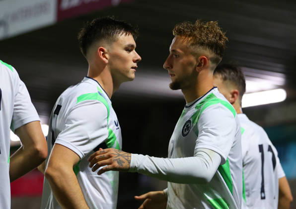 2027 UEFA Under 21 European Qualifier, Munster FA Turner s Cross, Cork 29 9 2026 Republic of Ireland U21, U 21 vs Kazakhstan U21 Ireland s Sam Curtis celebrates with team mates after he scores his sides 3rd goal of the match Sam Curtis celebrates with team mates after he scores his sides 3rd goal of the match 29 9 2026 Copyright: xx R1594512