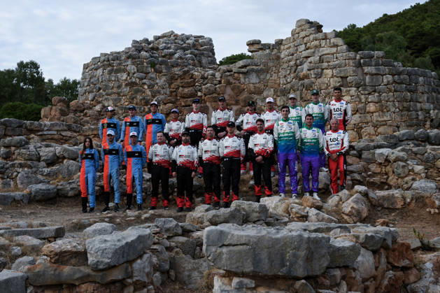 FIA WRC, Motorsport Rallye, WM Rally Italia Sardegna 2026 Team M Ford World Rally Team members pose for a family photo with their Ford Puma Rally1 cars at Nuraghe Palmavera during the FIA World Rally Championship WRC Rally Italia Sardegna 2026 in Sardinia, Italy, on September 30, 2026. Alghero Italy  Copyright: xLucaxBarsalix originalFilename:barsali-wrcrally250930_npeCj