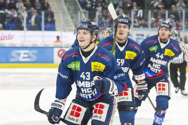 October 1, 2026, Quinto, Gottardo Arena, NL HC Ambri-Piotta vs. SCL Tigers 43 Tim Muggli Ambri celebrates his goal Quinto Gottardo Arena Ticino Switzerland Copyright: xJustPictures.ch JarixPestelaccix jp-en-JaPe-JP6_JAr_NL_HCAP_SCL_01Ott2026_000111
