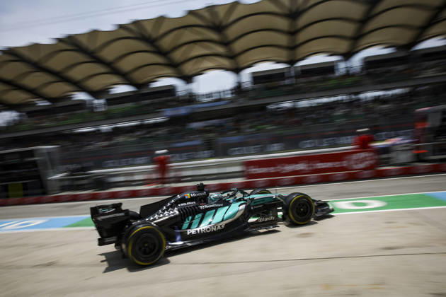F1 - BAHRAIN GRAND PRIX IN MALAYSIA 2026 63 RUSSELL George (gbr), Mercedes AMG F1 Team W17, action during the 2026 Formula 1 Bahrain Grand Prix in Malaysia, 16th round of the 2026 Formula One World Championship, WM, Weltmeisterschaft from October 2 to 4, 2026 on the Sepang International Circuit, in Sepang, Malaysia - SepangMalaysia Copyright: xXavixBonillax