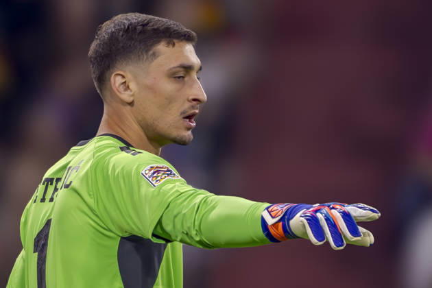 Munich, Germany October 1, 2026 UEFA Nations League 2026–2027 League Phase Group A2 Match 3 Germany vs. Serbia Pictured: Goalkeeper Djordje Petrovic (SRB) gesturing on the field. DFB and DFL regulations prohibit any use of photographs as image sequences and or quasi-video Allianz Arena, Bavaria Copyright: xFotostandx xSchäferx