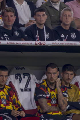 Munich, Germany October 1, 2026 UEFA Nations League 2026–2027 League Phase Group A2 Match 3 Germany vs. Serbia Pictured, second from left: Felix Keidel (GER) in the stands. DFB and DFL regulations prohibit any use of photographs as image sequences and or quasi-video. Allianz Arena, Bayern Copyright: xFotostandx xSchäferx