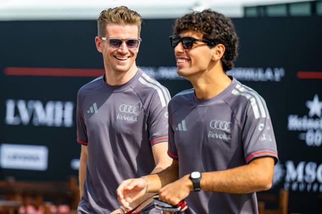 MOTORSPORTS - Formula 1 - 2026 Gulf Air Bahrain Grand Prix in Malaysia - Round 16 of 23 - Sepang International Circuit, Sepang, Malaysia Photo by IPA ABACAPRESS.COM89209409 - Nico Hülkenberg (GER) and Gabriel Bortoleto (BRA) of the Audi Revolut F1 Team on Friday during the 2026 Formula 1 Gulf Air Bahrain Grand Prix in Malaysia at the Sepang International Circuit in Sepang, Malaysia. Round 16 of 23 of the 2026 FIA Formula One World Championship, WM, Weltmeisterschaft held October 2–4, 2026. The race was moved from Bahrain to Malaysia and held at the Sepang International Circuit during the 2026 Formula 1 Gulf Air Bahrain Grand Prix in Malaysia—Round 16 of 23—at the Sepang International Circuit in Sepang, Malaysia, as part of the Formula 1 Championship on October 2, 2026. Copyright: xIPAxSport ABACAx