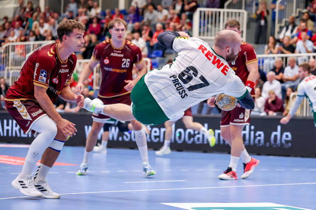 October 2, 2026, Matchday 6 of the 2nd Handball Bundesliga, TuSEM Essen vs. SC DHfK Leipzig; Moritz Preuss of SC DHfK Leipzig takes a shot on goal in NRW, Germany