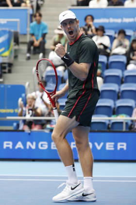 October 3, 2026, Tokyo, Japan: Denis Shapovalov (Canada) reacts against Alejandro Tabilo (Chile) during their Round of 16 match at the Kinoshita Group Japan Open Tennis Championships at Ariake Colosseum in Tokyo. The tournament runs from September 29 to October 6. Shapovalov won 7-5, 3-6, 6-4. Tokyo Japan - ZUMAm191 20261003_aap_m191_015 Copyright: xRodrigoxReyesxMarinx