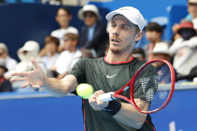 October 3, 2026, Tokyo, Japan: Denis Shapovalov (Canada) returns a shot against Alejandro Tabilo (Chile) during their Round of 16 match at the Kinoshita Group Japan Open Tennis Championships at Ariake Colosseum in Tokyo. The tournament runs from September 29 to October 6. Shapovalov won 7-5, 3-6, 6-4. Tokyo Japan - ZUMAm191 20261003_aap_m191_021 Copyright: xRodrigoxReyesxMarinx