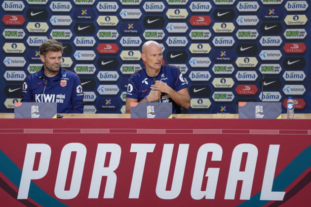 Soccer, Nations League: Portugal vs. Norway, Nations League Porto, Portugal 20261003 National team coach Stale Solbakken during a press conference ahead of training at Estádio do Dragão on the day of the match against Portugal. Photo: Lise Aserud, NTB, Porto, Portugal. EDITORIAL USE ONLY. RESTRICTED USE FOR BETTING COMPANIES. Copyright: xLisexAserudxx xNTBx