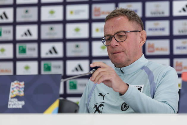 SOCCER - NL, KOS vs AUT PRISTINA,KOSOVO,03.OCT.26 - SOCCER - UEFA Nations League, OEFB international match, Länderspiel, Nationalmannschaft Kosovo vs Austria, preview, press conference, PK, Pressekonferenz team AUT. Image shows head coach Ralf Rangnick (AUT).  GEPAxpictures xArminxRauthner