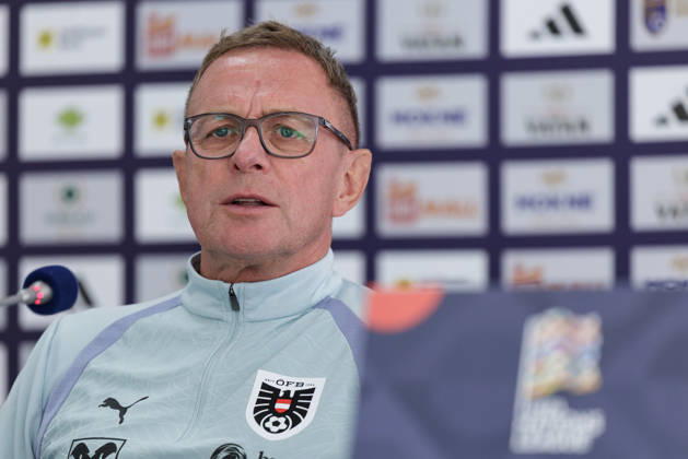 SOCCER - NL, KOS vs AUT PRISTINA,KOSOVO,03.OCT.26 - SOCCER - UEFA Nations League, OEFB international match, Länderspiel, Nationalmannschaft Kosovo vs Austria, preview, press conference, PK, Pressekonferenz team AUT. Image shows head coach Ralf Rangnick (AUT).  GEPAxpictures xArminxRauthner