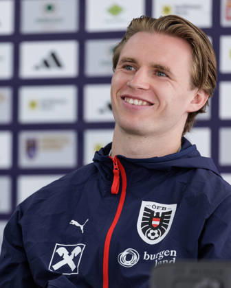 SOCCER - NL, KOS vs AUT PRISTINA,KOSOVO,03.OCT.26 - SOCCER - UEFA Nations League, OEFB international match, Länderspiel, Nationalmannschaft Kosovo vs Austria, preview, press conference, PK, Pressekonferenz team AUT. Image shows Patrick Wimmer (AUT).  GEPAxpictures xArminxRauthner