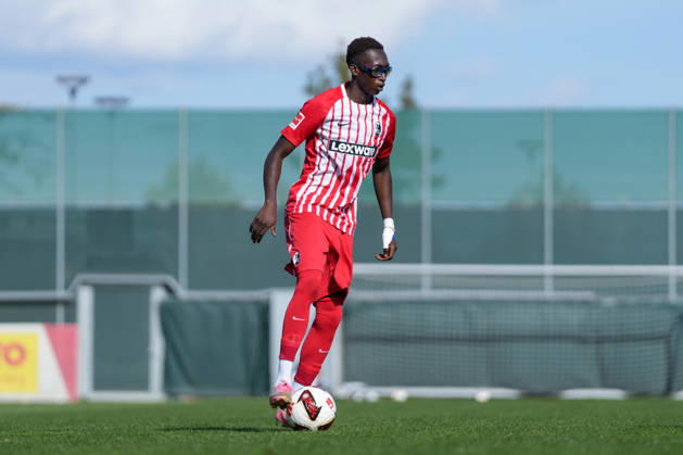 Bismark Adomah, SC Freiburg II, 52 with the ball, Germany, soccer, friendly match, SC Freiburg vs. FC Lucerne, October 3, 2026, Europa-Park Stadium, training field, Freiburg, Europa-Park Stadium, training field, Baden-Württemberg, Germany Copyright: xArnexAmbergx
