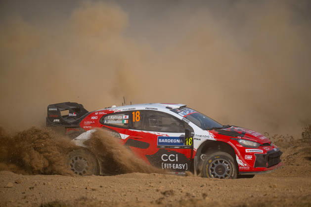 IPA89264629 - Takamoto Katsuta (JPN) and Aaron Johnston (IRL) in a Toyota GR Yaris Rally1 in action during the FIA WRC, Motorsport Rallye, WM Rally Italia Sardegna in Alghero, Italy, on October 1–4, 2026. Copyright: xFedericoxManoni IPAxSportx xx IPA89264629