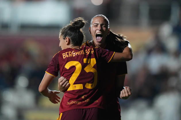 Roma™s Alice Corelli celebrates after scoring during the Serie A Women soccer match between Roma and Lazio at the Rome s Tre Fontane stadium, Italy - Saturday October 3, 2026 - Soccer ( Photo by Alfredo Falcone LaPresse ) Copyright: xAlfredoxFalcone LaPressex