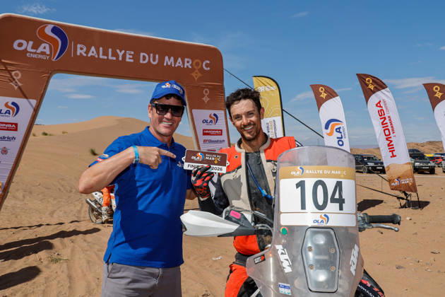 W2RC - RALLYE DU MAROC 2026 104 BONELLO Anthony (can), Nomadik and Co, KTM 450 Rally Factory Replica, FIM W2RC, Rally 2, action Finisher podium, portrait during the Stage 5 of the Rallye du Maroc 2026, 4th round of the 2026 WR2C Championship from October 3, 2026 around Zagora, Morocco - AgadirMorocco Copyright: xPauloxMariax