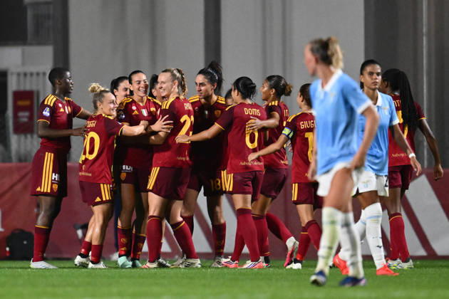 IPA89266846 - Alice Corelli of A.S. Roma Femminile celebrates after scoring the goal that made the score 2-0 during the Serie A Women Athora match on Matchday 2 between A.S. Roma and S.S. Lazio Women at Tre Fontane Stadium on October 3, 2026, in Rome, Italy. Copyright: xDomenicoxCippitelli IPAxSportx xx IPA89266846