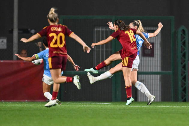 SOCCER - Women s Serie A - AS Roma vs. SS Lazio Women Photo by IPA ABACAPRESS.COM89266842 - Alice Corelli of A.S. Roma Women scores the goal to make it 2-0 during the Serie A Women Athora match on Matchday 2 between A.S. Roma Women and S.S. Lazio Women at Tre Fontane Stadium on October 3, 2026, in Rome, Italy. Rome Italy Copyright: xIPAxSport ABACAx