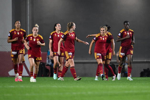 SOCCER - Women s Serie A - AS Roma vs. SS Lazio Women Photo by IPA ABACAPRESS.COM89267520 - Alayah Pilgrim of A.S. Roma Women celebrates after scoring the goal that made the score 3-0 during the Serie A Women Athora match on Matchday 2 between A.S. Roma Women and S.S. Lazio Women at Tre Fontane Stadium on October 3, 2026, in Rome, Italy. Rome Italy Copyright: xIPAxSport ABACAx