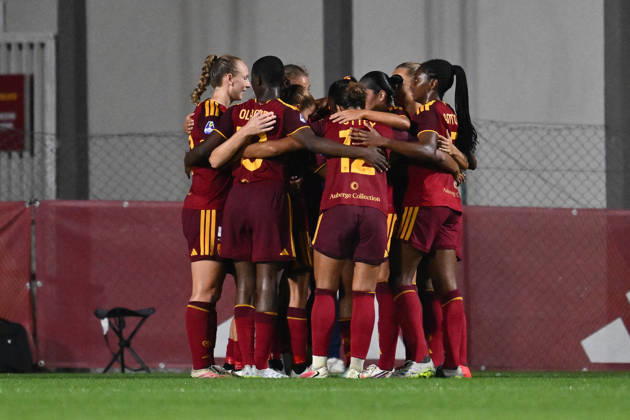 SOCCER - Women s Serie A - AS Roma vs. SS Lazio Women Photo by IPA ABACAPRESS.COM89267518 - Alayah Pilgrim of A.S. Roma Women celebrates after scoring the goal that made the score 3-0 during the Serie A Women Athora match on Matchday 2 between A.S. Roma Women and S.S. Lazio Women at Tre Fontane Stadium on October 3, 2026, in Rome, Italy. Rome Italy Copyright: xIPAxSport ABACAx
