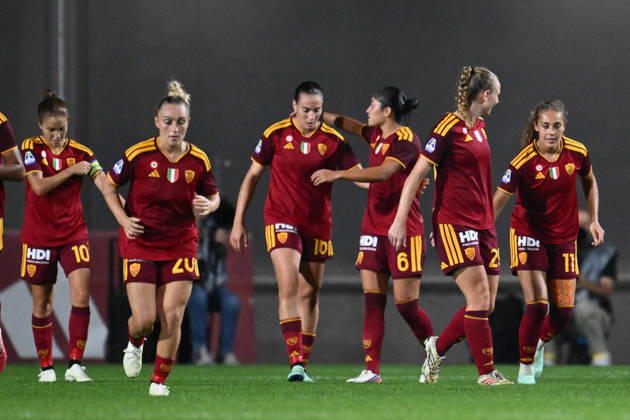 SOCCER - Women s Serie A - AS Roma vs. SS Lazio Women Photo by IPA ABACAPRESS.COM89267523 - Alayah Pilgrim of A.S. Roma Women celebrates after scoring the goal that made the score 3-0 during the Serie A Women Athora match on Matchday 2 between A.S. Roma Women and S.S. Lazio Women at Tre Fontane Stadium on October 3, 2026, in Rome, Italy. Rome Italy Copyright: xIPAxSport ABACAx