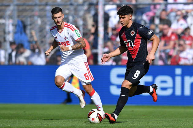 Soccer Friendly Match: FC Viktoria Köln vs. 1. FC Köln on October 3, 2026, at Sportpark Höhenberg in Cologne. Taylan Duman (Cologne), in the foreground; Tom Krauss (Cologne), in the background xRx