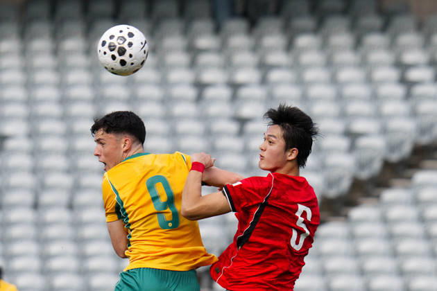 October 3, 2026, Gosford, Australia: Medin Merneti (L) of Australia football team and Ko Jonghyun (R) of Korea Republic football team seen in action during the U23 International Friendlies match between Australia and Korea Republic held at polytec Stadium. Final score; Australia 1:2 Korea Republic. Gosford Australia - ZUMAs197 20261003_aaa_s197_173 Copyright: xLuisxVeniegrax