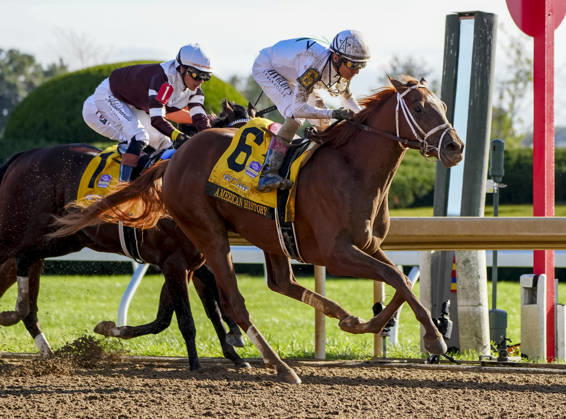 October 3, 2026, Lexington, Ky, USA: American History (6) ridden by John Velazquez wins the Claiborne Breeders Futurity (Grade 1) at Keeneland in Lexington, Kentucky on October 3, 2026. Eclipse Sportswire CSM Lexington USA - ZUMAcs17 20261003_faf_cs17_098 Copyright: xJessicaxMorganx