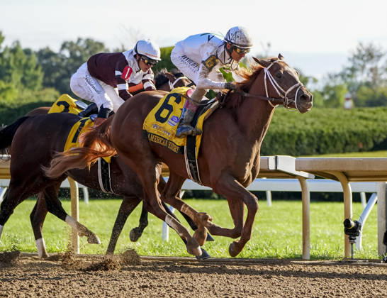 October 3, 2026, Lexington, Ky, USA: American History (6) ridden by John Velazquez wins the Claiborne Breeders Futurity (Grade 1) at Keeneland in Lexington, Kentucky on October 3, 2026. Eclipse Sportswire CSM Lexington USA - ZUMAcs17 20261003_faf_cs17_158 Copyright: xJessicaxMorganx