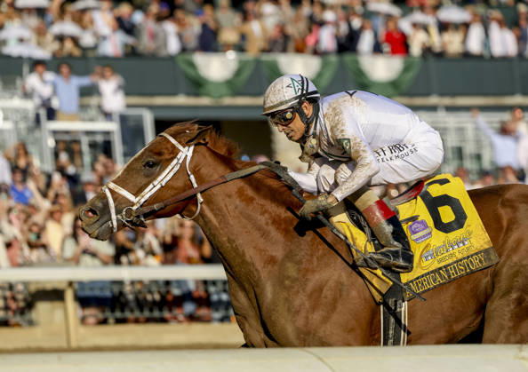 October 3, 2026, Lexington, Ky, USA: American History (6) ridden by John Velazquez wins the Claiborne Breeders Futurity (Grade 1) at Keeneland in Lexington, Kentucky on October 3, 2026. Eclipse Sportswire CSM Lexington USA - ZUMAcs17 20261003_faf_cs17_163 Copyright: xCandicexChavezx