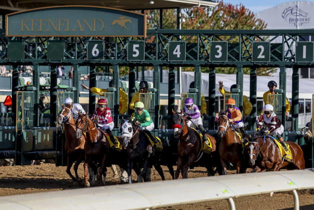 October 3, 2026, Lexington, Ky, USA: American History (6) ridden by John Velazquez wins the Claiborne Breeders Futurity (Grade 1) at Keeneland in Lexington, Kentucky on October 3, 2026. Eclipse Sportswire CSM Lexington USA - ZUMAcs17 20261003_faf_cs17_181 Copyright: xCaseyxLaughterx