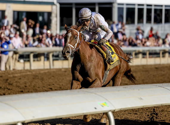 October 3, 2026, Lexington, Ky, USA: American History (6) ridden by John Velazquez wins the Claiborne Breeders Futurity (Grade 1) at Keeneland in Lexington, Kentucky on October 3, 2026. Eclipse Sportswire CSM Lexington USA - ZUMAcs17 20261003_faf_cs17_178 Copyright: xCaseyxLaughterx