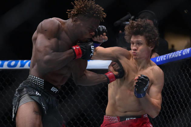 October 3, 2026, Salt Lake City, Utah, USA: ROMAN KOPYLOV defeated ATEBA GAUTIER by TKO (strikes) at 3:12 of Round 1 during UFC 332 at the Delta Arena in Utah. Salt Lake City USA - ZUMAo117 20261003_zsp_o117_101 Copyright: xMikaelxOnax