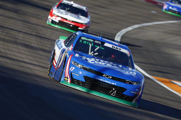 LAS VEGAS, CA - OCTOBER 03: Corey Day ( 17 Hendrick Motorsports HendrickCars.com Chevrolet) during the Focused Health 302 NASCAR, Motorsport, USA O™Reilly Auto Parts Series race on October 3, 2026, at Las Vegas Motor Speedway in Las Vegas, NV. (Photo by Jeff Speer LVMS Icon Sportswire) AUTO: OCT 03 NASCAR O™Reilly Auto Parts Series Focused Health 302 EDITORIAL USE ONLY Icon26100309235