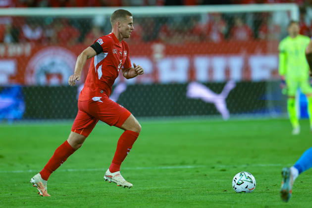 LUCERNE, SWITZERLAND - OCTOBER 03: Nico Elvedi (4 Switzerland) during the UEFA Nations League match between Switzerland and Slovenia at thermoplan arena on October 3, 2026 in Lucerne, Switzerland. Copyright: xUrsxOttigerx xSPPx Sportspressphoto_SPR245271